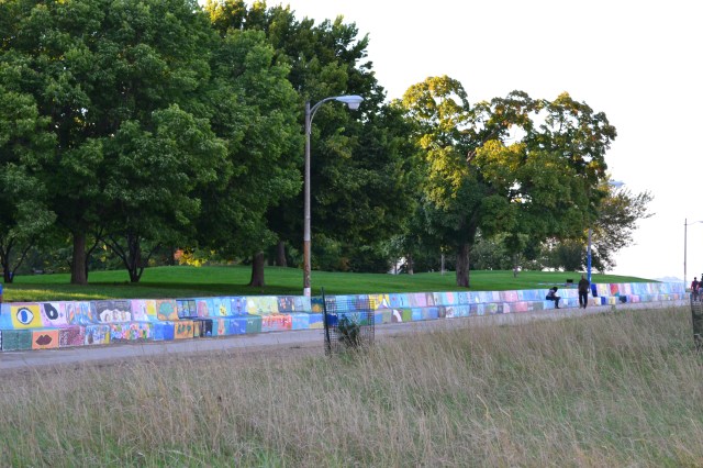 Que Sera Sara -- Rogers Park benches painted Loyola Park